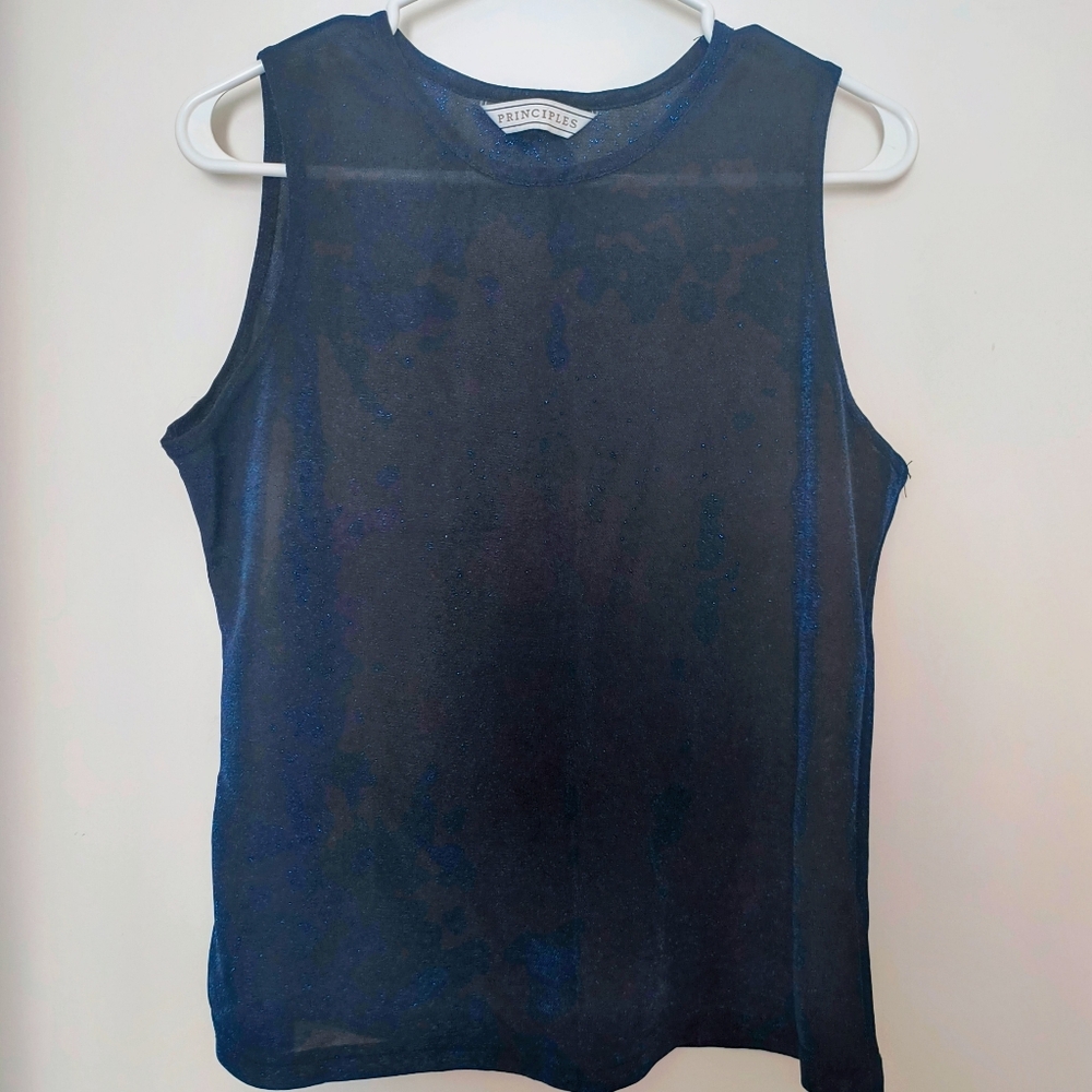 See-through sparkly blue top